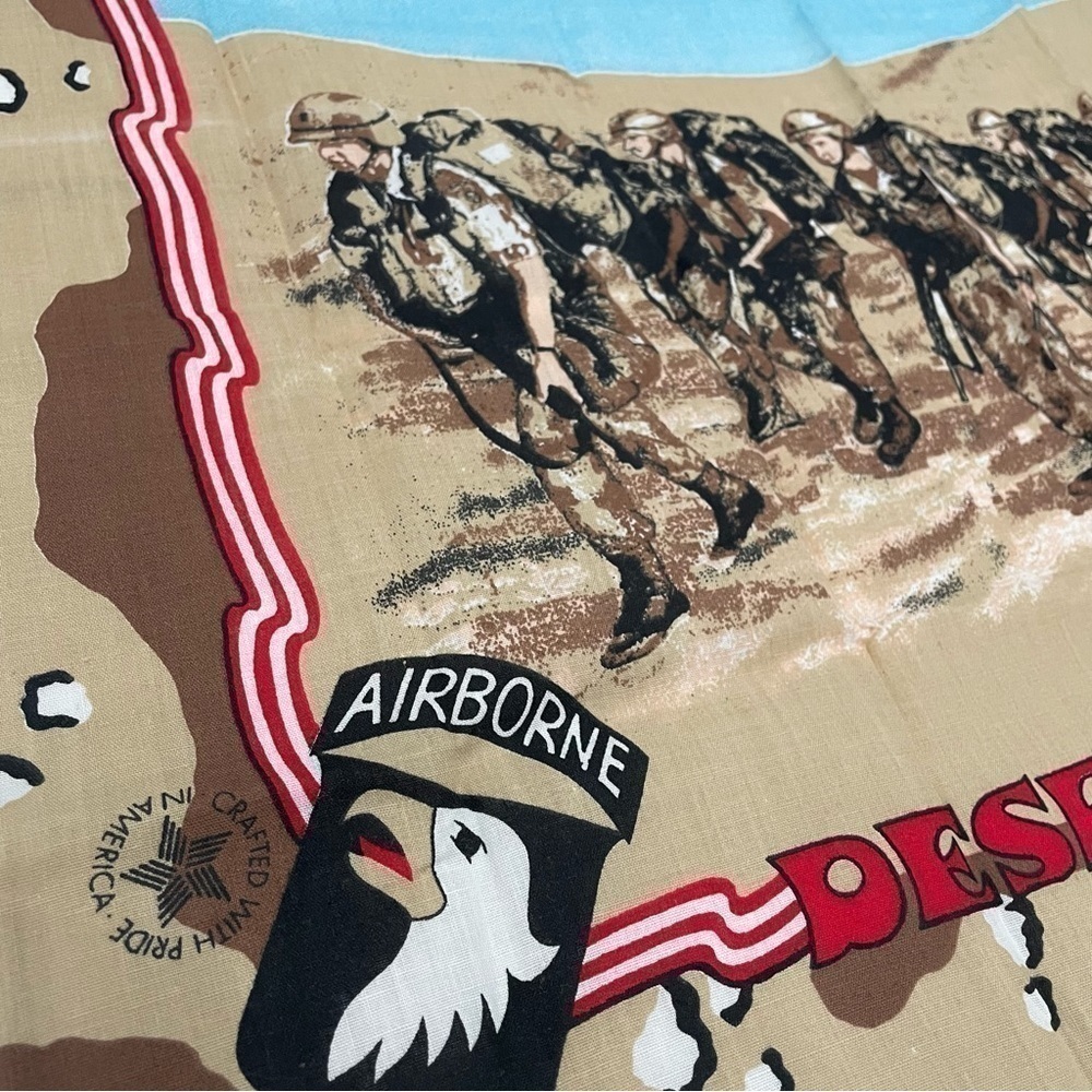 DESERT Shield Handkerchief Airborne Military Bandana Vintage U.S. Army 1990's - Picture 7 of 7